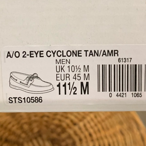 Sperrys Top Sider A/O 2-Eye Cyclone Tan 11.5 - Picture 7 of 8